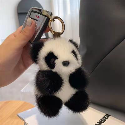 China Fur Fluffy Panda Promotional Gift Rabbit Car Bag Charm Keychain Keychain Handbag Pendant Key Chain Pendant for sale