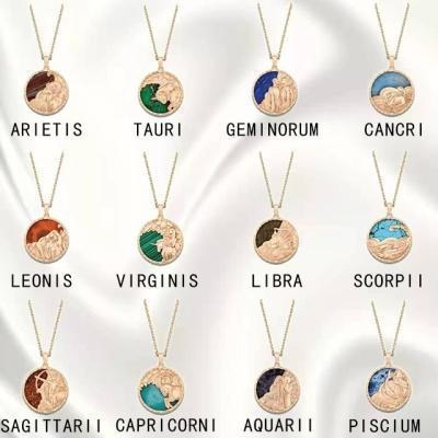 China Other Female Zodiac Charm 925 Birthstone Necklace Shell Slice Lucky Necklace Pendant Silver Bead Mounted Gold Wool Chain for sale