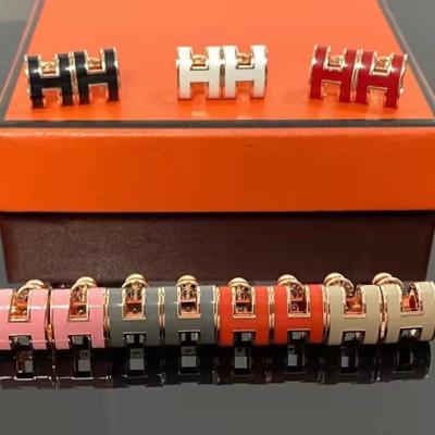 China Hiphop fashion earrings H earrings enamel process H glue dripping high quality oil dripping H letter advanced earrings factory direct s for sale