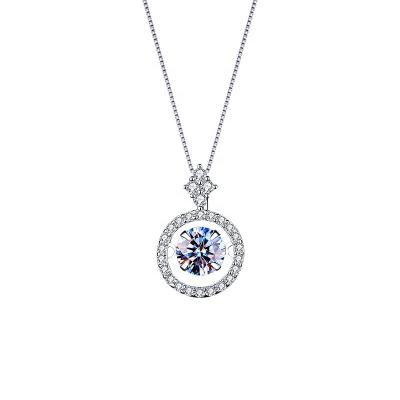 China New Trend s 925 Sterling Silver High Quality One Carat Imitation Diamond Beat Heart Necklace With Four Prongs Inlaid With Smart Diamond for sale