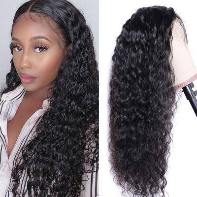 China Chemical Unprocessed 12A Water Wave Hair Water Wave Wig Pre Pluck Transparent 13x4 Lace Frontal Wigs for sale