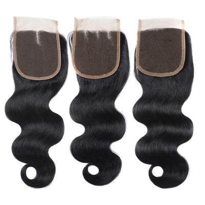 China Body Wave 12A Grade Virgin Hair Transparent Lace Closure Human Swiss Lace Closure 4x4 Lace Closure for sale