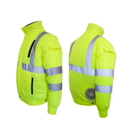 China Manufacturers Comfortable Fan Vis Reflective Clothes Softshell Air Suits Hi State Jacket High-Visibility Safety Clothing With Fan for sale