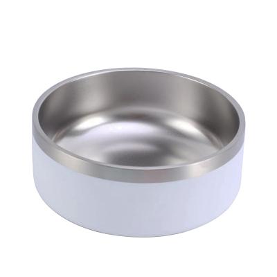 China Sustainable 304 stainless steel dog bowl with non-slip rubber ring to keep mute and prevent turning the bowl for sale