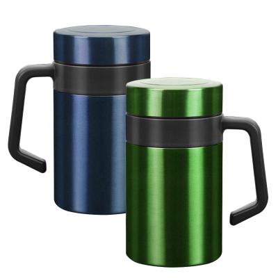 China Double Wall Stainless Steel PORTABLE Vacuum Tea Cup With Handle Office Cup Travel Mug Thermos for sale