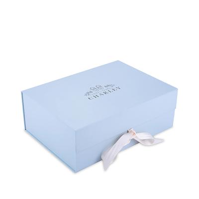 China Custom Handmade Logo Box Packaging Magnetic Folding Paper Gift Box Lingerie Packaging Box With Ribbon Closure for sale