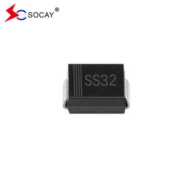 China 3A SMB Rectificadores de barrera Schottky de sobretensiones empaquetados SS32B con voltaje inverso de 20 V en venta