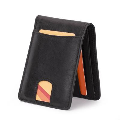 China Custom Made RFID Leather Wallet Credit Card Holder Wholesale Top Grain Cowhide RFID Blocking Small Purse For Men for sale