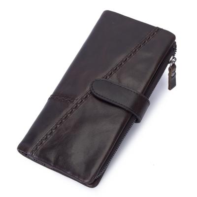 China Wholesale Men Leather Long Grip Phone Cowhide Wallet Manufacturer Large Capacity Card Holder Purse With Removable Pocket for sale