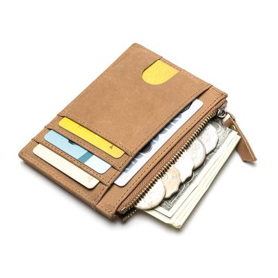 China Hot Selling Vintage Credit Card Holder Factory RFID Block Card Genuine Leather Wallet for sale