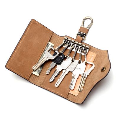 China Wholesale 100% Genuine Leather Casual Key Wallet Design Man Pocket Key Holder Casual Case with Cash Slot for sale