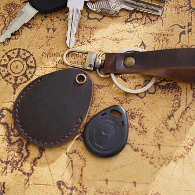 China Wholesale Cow Bareback Low MOQ Mini Key Fobs Holder Factory Key Chain IC Access Cards Case Key Indicator Leather Case for sale