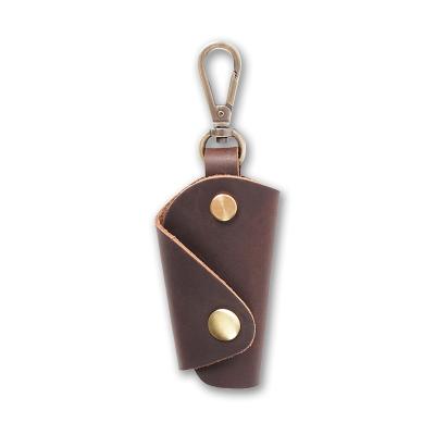 China High Quality Vintage Cowhide Mini Car Key Case Personality Leather Logo Key Holder Pouch Customization For Women Men for sale