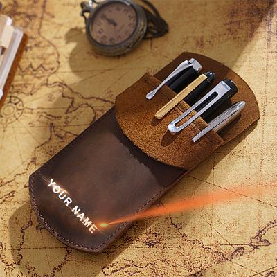 China Schools & Free Shipping Crazy Horse Pencil Case Leather Box Offices Pen Bag Pouch Stationary Trouss Scolair Customized School For Kids for sale