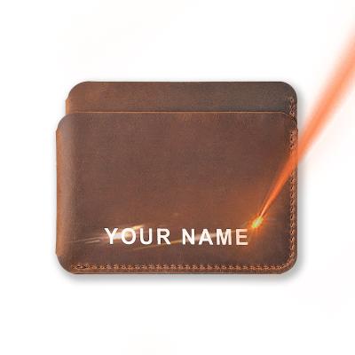 China Vintage Drop Shipping Slim I D Name Credit Card Holder Scare Case Design Genuine Leather Minimalist Wallet For Men for sale