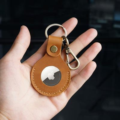 China Vintage Drop Shipping Cover Device Case Factory Genuine Leather Anti-lost GPS Tracker Key Chain For Apple Airtag for sale