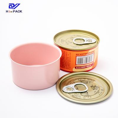 China Envases de carne de res de color naranja de forma redonda de lata D65X34mm 50 gramos en venta