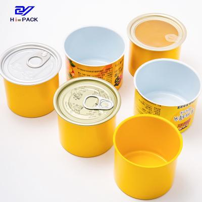 China Dogs Eat Canned Sardines Tin Can 150g Round Aluminum Tins Yellow for sale