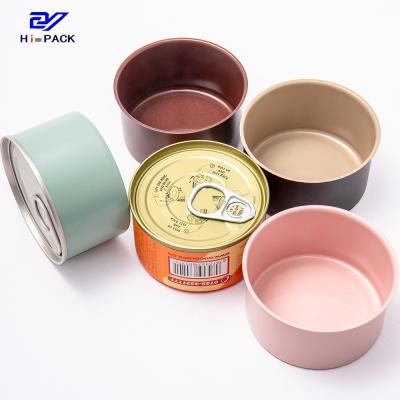 중국 Orange Pink Chicken Tuna Can Packaging D65*34mm Cookie Tin Packaging 판매용