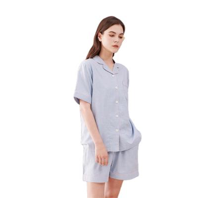 China 2021 spring/summer QUICK DRY pure cotton for lovers couples pajamas for men and women summer home suits for sale