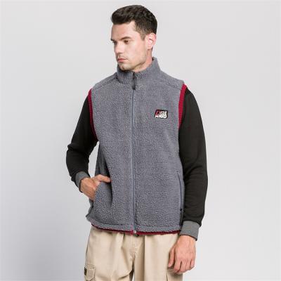 China 2021 Winter Warm Patchwork Zipper Pocket Lamb Cashmere Lambskin Cashmere Warm Vest Men's Heavy Fleece Vest Coat for sale