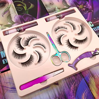 China Magnet 10 Wholesale Private Label Natural Soft 6 6 Pairs Magnetic 3D Lash Eyeliner Kit Set Silk Faux Mink Magnetic Eyelashes With Eyeliner for sale