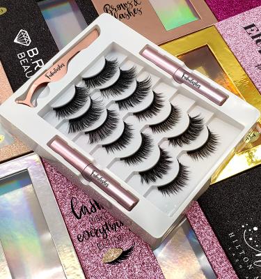 China Natural wholesale long private label lashes magnetic 3d eyelashes with eyeliner for sale