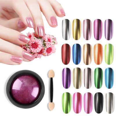 China Excellent Nail Art Effect Private Label 20 Colors Nail Art Solid Chrome Colored Acrylic Coating Mirror Effect Nail Dye Powder Magic Set with Brush for sale