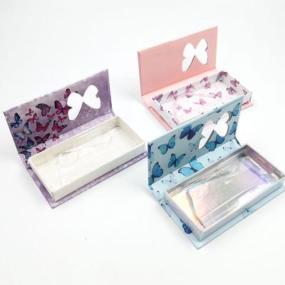 China Long Lashbox Custom Made Natural Mink Eyelashes Custom Pink Eyelash Packaging Clean Butterfly Eyelash Packaging Box for sale