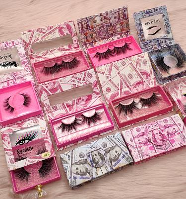 China Customized Long Last 25 Mm Pink Natural Lash Money Eyelash Packaging Box for sale