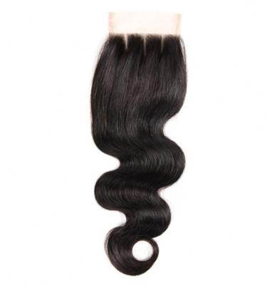 China Best Start 4x4 Virgin Body Wave Single Cheap Thin Knot Free Transparent Bundles With Frontal Closure Human Hair Swiss Lace for sale