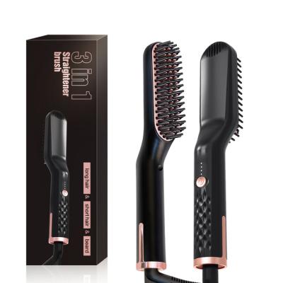 China Hot Selling Nondisposable Salon Hair Straightener Brush Iron Comb Electric Hair Straightening Straightener For Men for sale