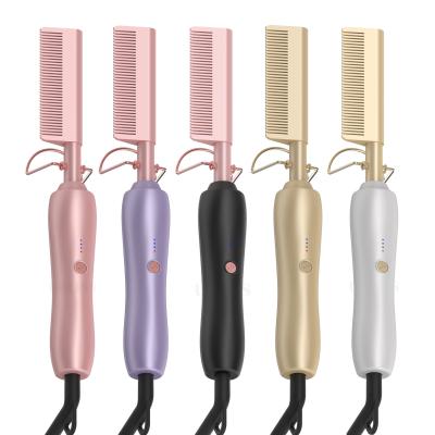 China Professional Wholesale Small Temple Comb High Heat Waterproof Professional Straightener Pressing Electric Hot Comb Electric Hair Straightener for sale