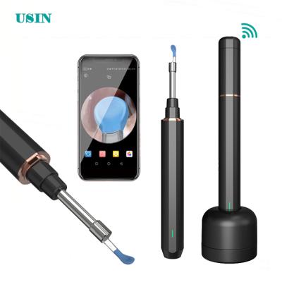 China Earwax Remover With Camera Black Ear Wax Remover Tool WiFi Ear Pick With LED Light 3.5mm Camera Ear Pick Safe Cleaning For Kids And Pets adults for sale