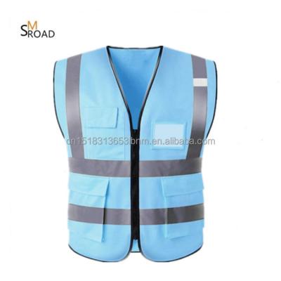 China Supply Pocket Cheap High Reflective Blue Multi Reflective Safety Styles Zipper Reflective Jacket for sale