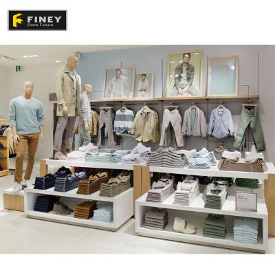 China Modern Fashion Men's Clothing Trade Show Display Rack Clothing Store Shelves Manufacturer for sale