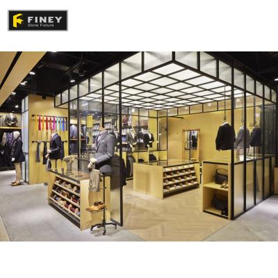 China Modern Fashion Customized Mens Garment Retail Shop Design Small Plywood Store Display Showcase for sale