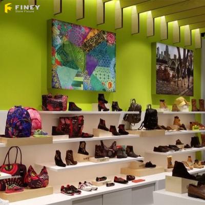 China Wholesale Modern Wooden Shoes Shop Interior Accessories Display Furniture Led Lights For Store Decoration for sale