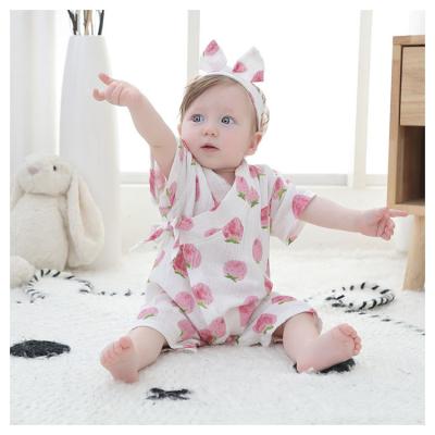 China Breathble Baby Spring Cozy Newborn Summer Clothing Kimono Print Unisex Romper for sale