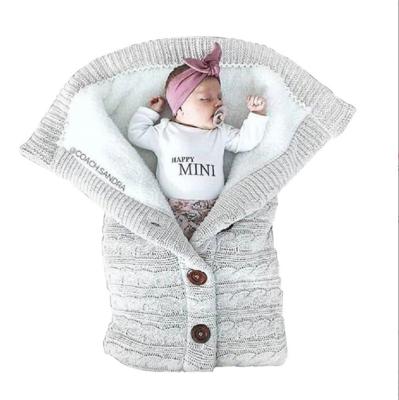 China Newborn Baby Sleeping Bag Envelope Winter Child Sleepsack Footmuff Antibacterial Warm Stroller Knitted Sleep Sack Knit Wool Wrap Blanket for sale