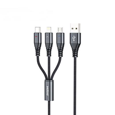 China 3In1 Mobile Phone Charger Usb Cable Motimo H22 Fast Charger LED Light 3-in-1 3.5A 120cm USB Micro/Type-C Charging Cable For iPhone Android Phones for sale