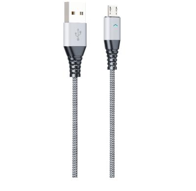 China Double Braided Motivo H20 3.2A 30cm LED Nylon Indicator Gray Data Cable For Android/Type-C/iPhone for sale