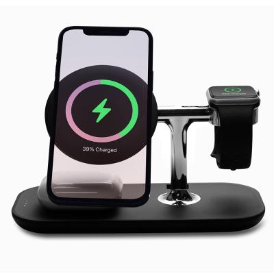 China LED indicator A7 new magnetic three-in-one wireless charger is suitable for Apple iWatch 13 headset wireless charging for sale