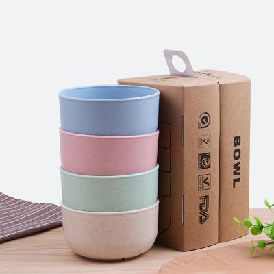 China Viable Manufacturers Wholesale Wheat Straw Bowl Set Meal Set Anti Wheat Flavor Bowl Gift Set Plastic Portable Drop Tableware for sale