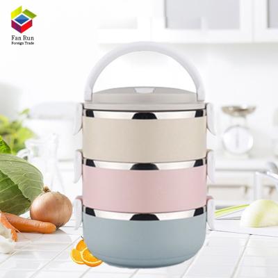 China Promotional Gifts Round Double Layer Thermal Insulated Stainless Steel Food Warmer Storage Lunch Boxes for sale