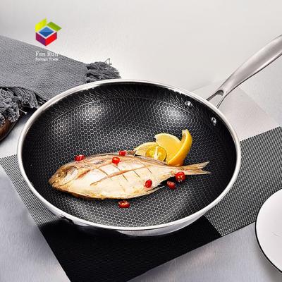 China Agriculture stainless steel pan thickened honeycomb full-page liner free non to stick oil flat bottom gift smokeless pan for sale