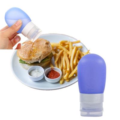 China Portable Food Grade Mini Squeeze Silicone Bottle Silicone Salad Dressing Containers Ketchup Bottle Mini Salad Dressing Container To Go for sale