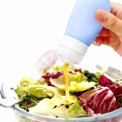 China Wholesale Durable Silicone Sauce Dressing Bottle Silicone Kitchenware Squeezable Salad Dressing Bottles for sale