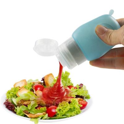 China Leakproof Containers Viable Togo Salad Bottles Travel Silicone Hit Amazon Containers Squeeze Salad Dressing Bottle for sale