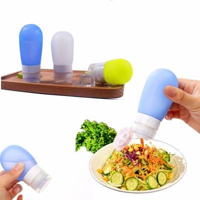 China Portable Food Grade Mini Squeeze Food Grade Small To Go 1 Ounce Silicone Salad Dressing Squeeze Bottles Ketchup Bottle Silicon Container for sale